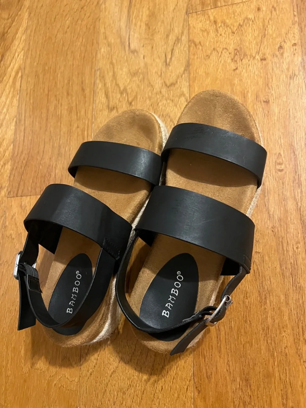 Bamboo black espadrille sandals